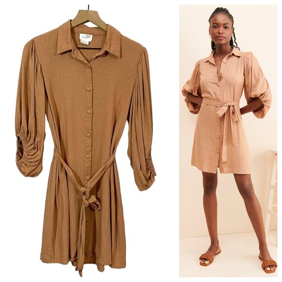 Girl and the Sun Alessi Mini Dress - Toffee - Large - Picture 1 of 15